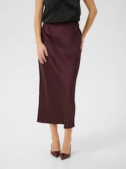 Kaffe Red KAlotte Midi Skirt - Image 1 of 6