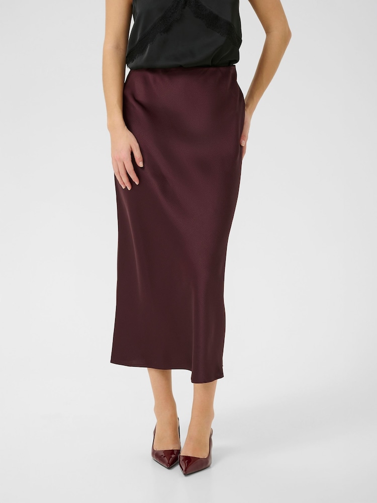 Kaffe Red KAlotte Midi Skirt - Image 1 of 6