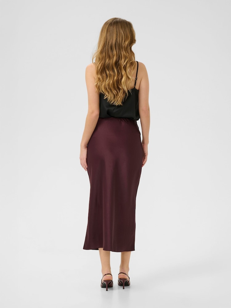 Kaffe Red KAlotte Midi Skirt - Image 2 of 6