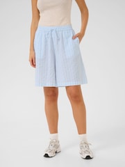 Kaffe Blue KAsara Drawstring Waist Striped Shorts - Image 2 of 5