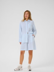 Kaffe Blue KAsara Drawstring Waist Striped Shorts - Image 3 of 5