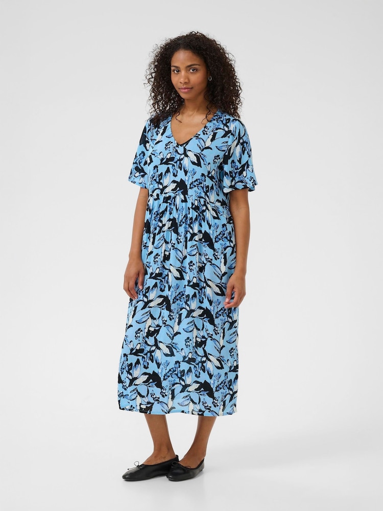 Kaffe Blue KAjessi Floral Print Dress - Image 1 of 5 Kaffe Blue KAjessi Floral Print Dress - Image 1 of 5