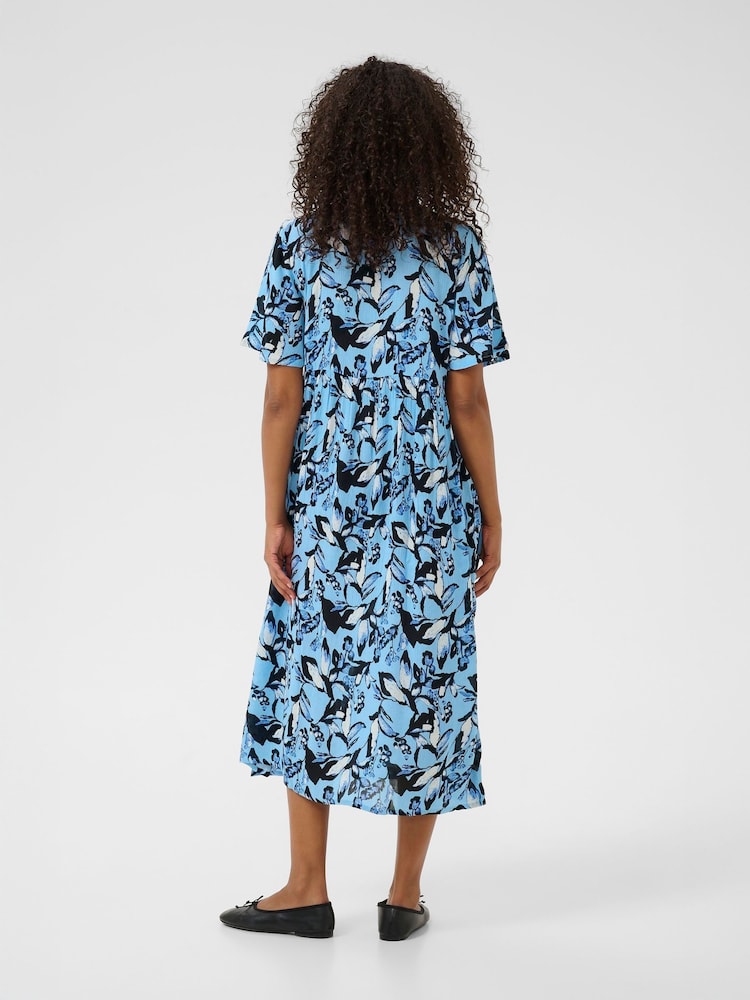 Kaffe Blue KAjessi Floral Print Dress - Image 2 of 5