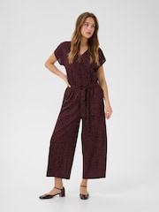 Kaffe KAbeathe V-Neck Short Sleeve Black Jumpsuit - Image 1 of 5