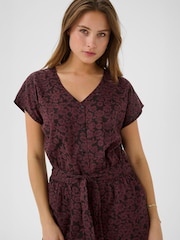 Kaffe KAbeathe V-Neck Short Sleeve Black Jumpsuit - Image 3 of 5