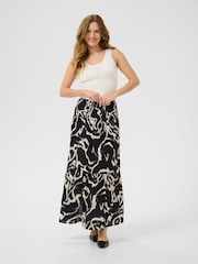 Kaffe KAbeathe Elastic Waist Patterned Black Skirt - Image 2 of 6