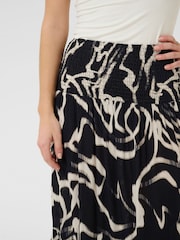 Kaffe KAbeathe Elastic Waist Patterned Black Skirt - Image 4 of 6