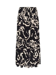 Kaffe KAbeathe Elastic Waist Patterned Black Skirt - Image 5 of 6