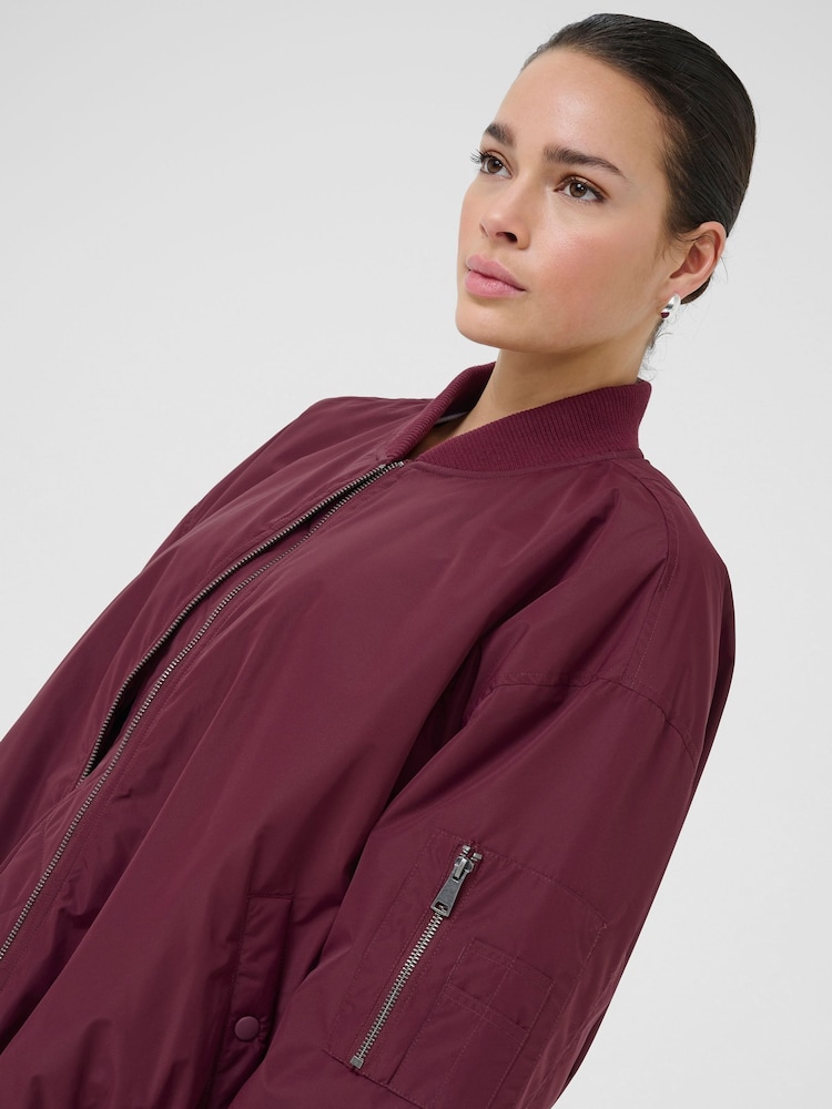 Kaffe Red Kalorena Zip Fastening Bomber Jacket - Image 2 of 6
