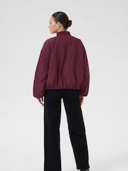 Kaffe Red Kalorena Zip Fastening Bomber Jacket - Image 4 of 6