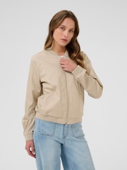 Kaffe Grey KAlea Zip Fastening Bomber Jacket - Image 1 of 6