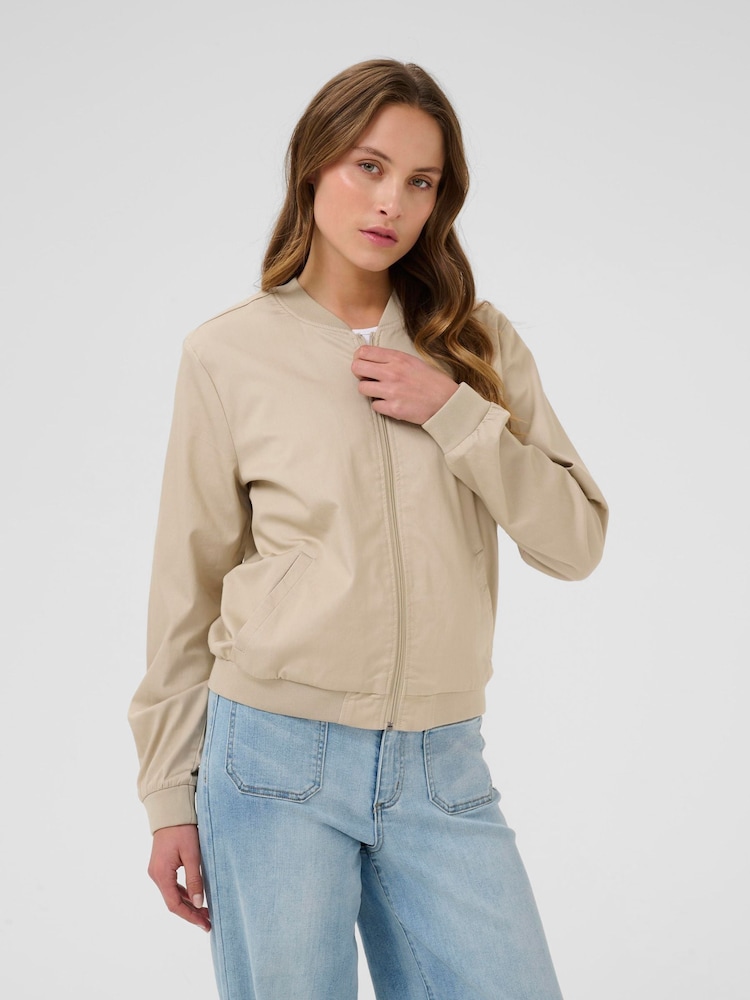 Kaffe Grey KAlea Zip Fastening Bomber Jacket - Image 1 of 6