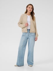 Kaffe Grey KAlea Zip Fastening Bomber Jacket - Image 3 of 6