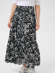Kaffe KAbeathe Graphic Printed Midi Black Skirt - Image 1 of 6