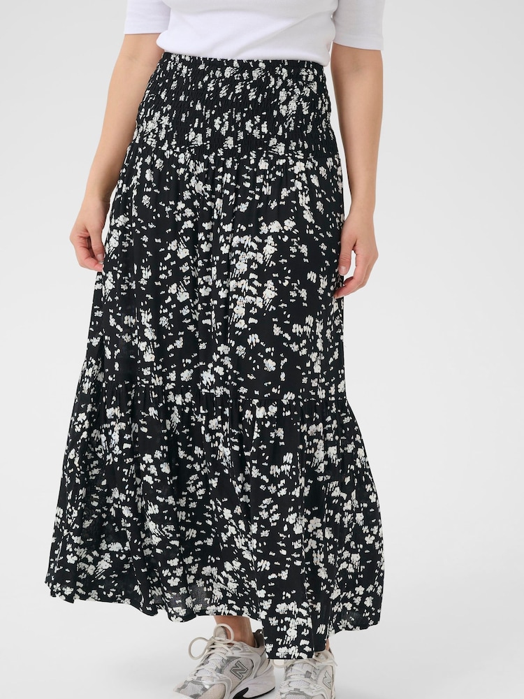 Kaffe KAbeathe Graphic Printed Midi Black Skirt - Image 1 of 6 Kaffe KAbeathe Graphic Printed Midi Black Skirt - Image 1 of 6