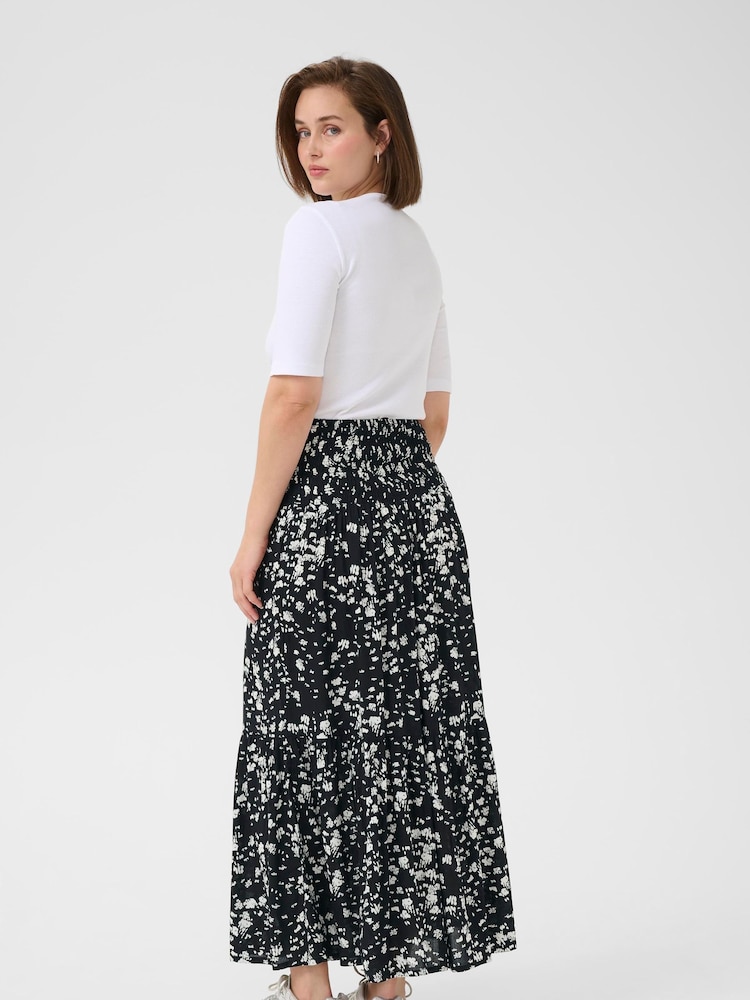 Kaffe KAbeathe Graphic Printed Midi Black Skirt - Image 2 of 6 Kaffe KAbeathe Graphic Printed Midi Black Skirt - Image 2 of 6