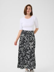 Kaffe KAbeathe Graphic Printed Midi Black Skirt - Image 3 of 6