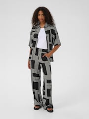 Kaffe KAdonny Elastic Waist Patterned Black Trousers - Image 3 of 6