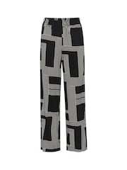 Kaffe KAdonny Elastic Waist Patterned Black Trousers - Image 5 of 6