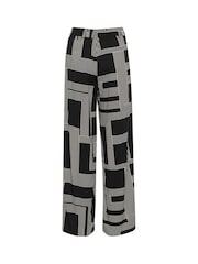 Kaffe KAdonny Elastic Waist Patterned Black Trousers - Image 6 of 6