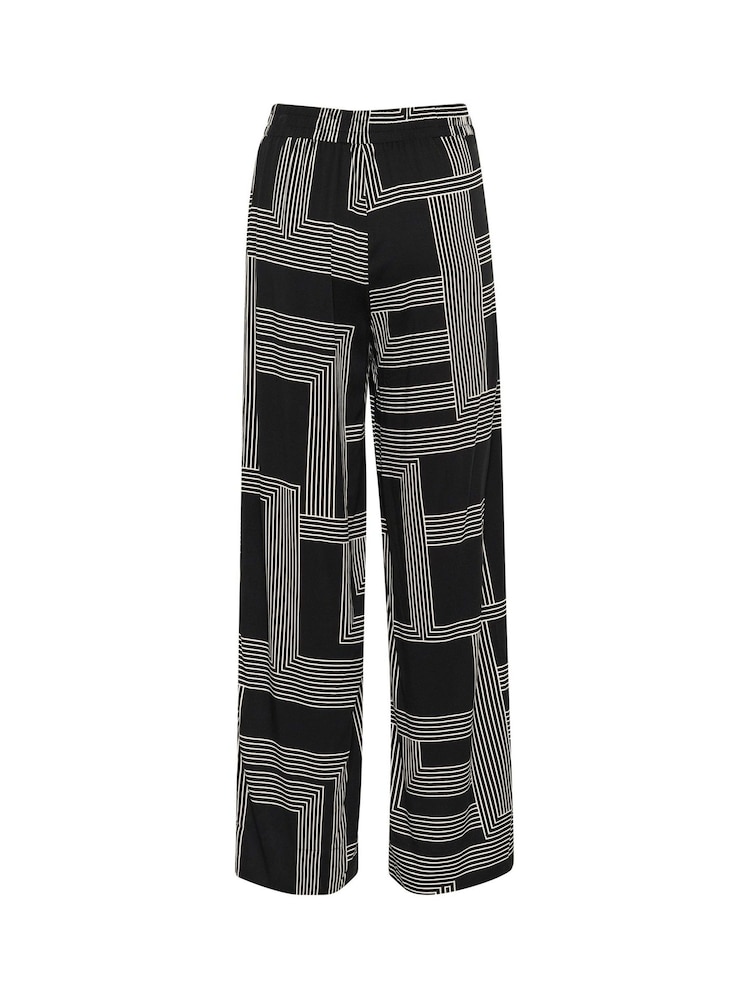 Kaffe KAdonny Elastic Waist Patterned Black Trousers - Image 6 of 6 Kaffe KAdonny Elastic Waist Patterned Black Trousers - Image 6 of 6