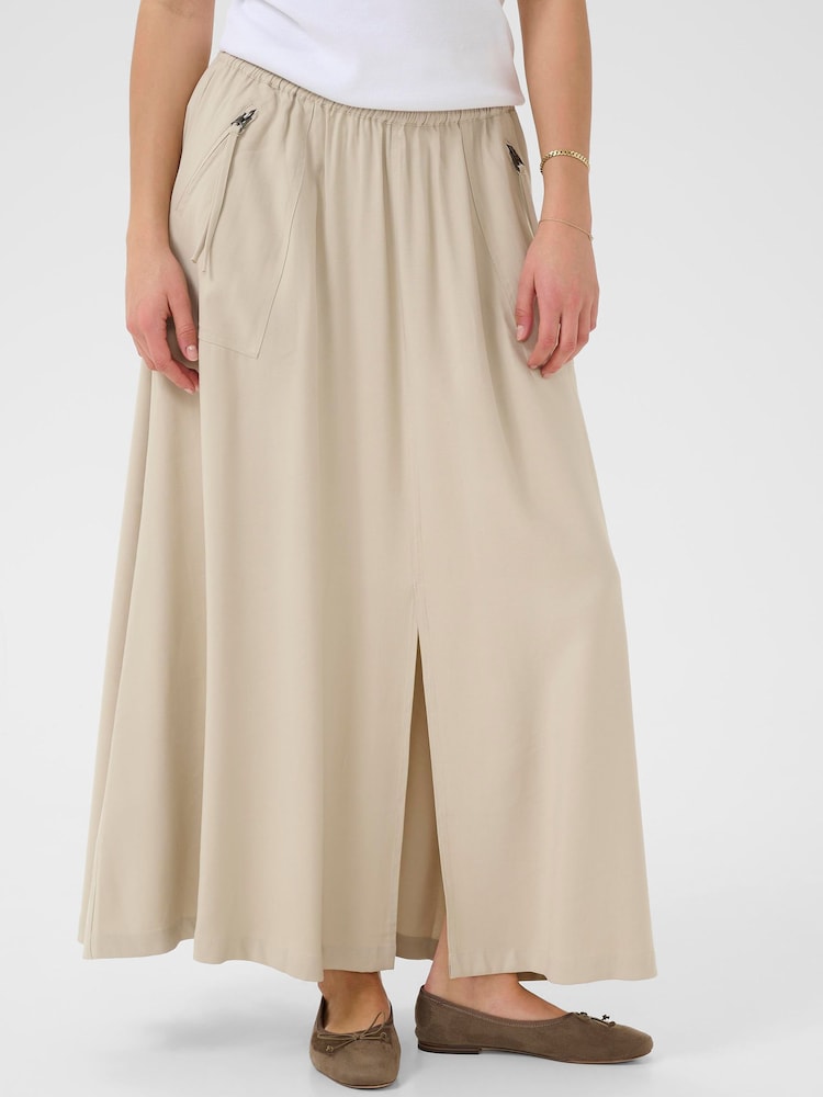 Kaffe Grey KAsonja Zip Pocket Maxi Skirt - Image 1 of 6 Kaffe Grey KAsonja Zip Pocket Maxi Skirt - Image 1 of 6