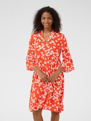 Kaffe Red KAhera Printed Knee Length Dress - Image 1 of 5