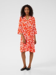 Kaffe Red KAhera Printed Knee Length Dress - Image 2 of 5