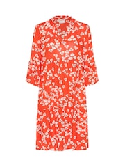 Kaffe Red KAhera Printed Knee Length Dress - Image 4 of 5