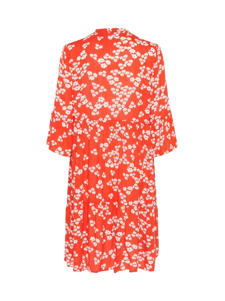 Kaffe Red KAhera Printed Knee Length Dress - Image 5 of 5