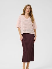 Kaffe Pink KAlourine V-Neck Jumper - Image 3 of 6