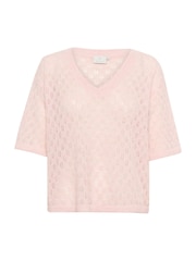 Kaffe Pink KAlourine V-Neck Jumper - Image 5 of 6
