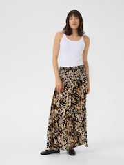 Kaffe Natural KAmaxi Smock Leopard Print Skirt - Image 3 of 6