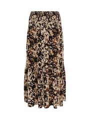Kaffe Natural KAmaxi Smock Leopard Print Skirt - Image 5 of 6