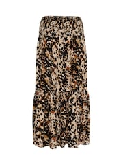 Kaffe Natural KAmaxi Smock Leopard Print Skirt - Image 6 of 6