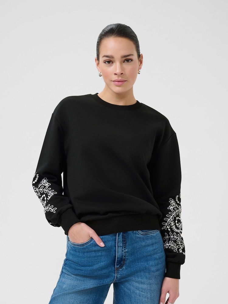 Kaffe KAvivian Long Sleeve Black Jumper - Image 1 of 6