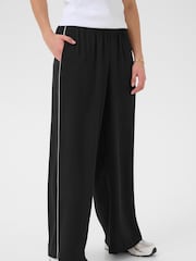 Kaffe KAtessa Loose Fit Side Strip Black Trousers - Image 1 of 6