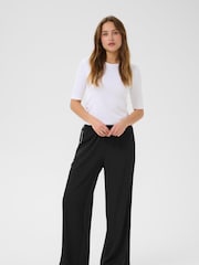 Kaffe KAtessa Loose Fit Side Strip Black Trousers - Image 3 of 6