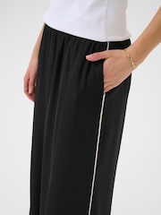 Kaffe KAtessa Loose Fit Side Strip Black Trousers - Image 4 of 6