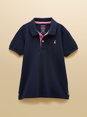 Joules Boys' Woody Navy Blue Short Sleeve Cotton Polo Shirt - Image 1 of 5