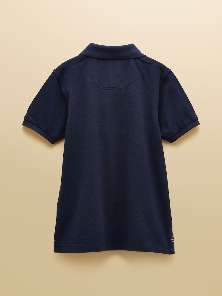 Joules Boys' Woody Navy Blue Short Sleeve Cotton Polo Shirt - Image 2 of 5