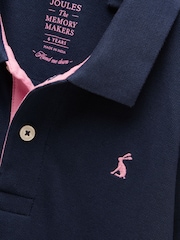 Joules Boys' Woody Navy Blue Short Sleeve Cotton Polo Shirt - Image 3 of 5