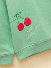 Joules Girls' Summerdays Green Embroideries Crew Neck Sweatshirt - Image 3 of 5