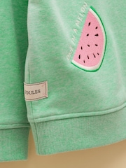 Joules Girls' Summerdays Green Embroideries Crew Neck Sweatshirt - Image 6 of 6