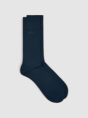 Reiss Navy Milo Cotton-Blend Logo Embroidery Socks - Image 1 of 3
