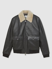 Reiss bomber jakna iz usnja z ovratnikom Shaker - Slika 2 iz 6