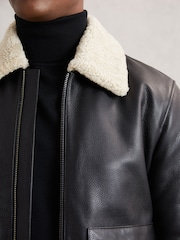 Reiss bomber jakna iz usnja z ovratnikom Shaker - Slika 3 iz 6