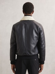 Reiss bomber jakna iz usnja z ovratnikom Shaker - Slika 5 iz 6