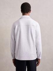 Reiss Grey Marl Maxwell Press-Stud Jersey Shirt with Cotton - Image 5 of 7