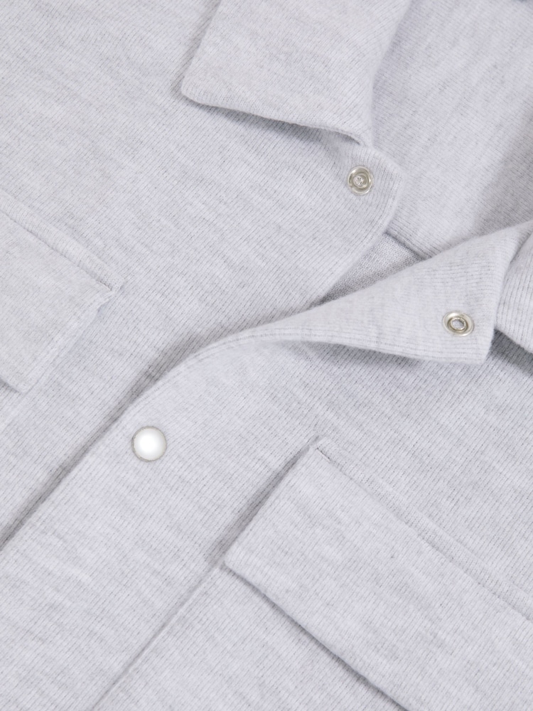 Reiss Grey Marl Maxwell Press-Stud Jersey Shirt with Cotton - Image 7 of 7 Reiss Grey Marl Maxwell Press-Stud Jersey Shirt with Cotton - Image 7 of 7